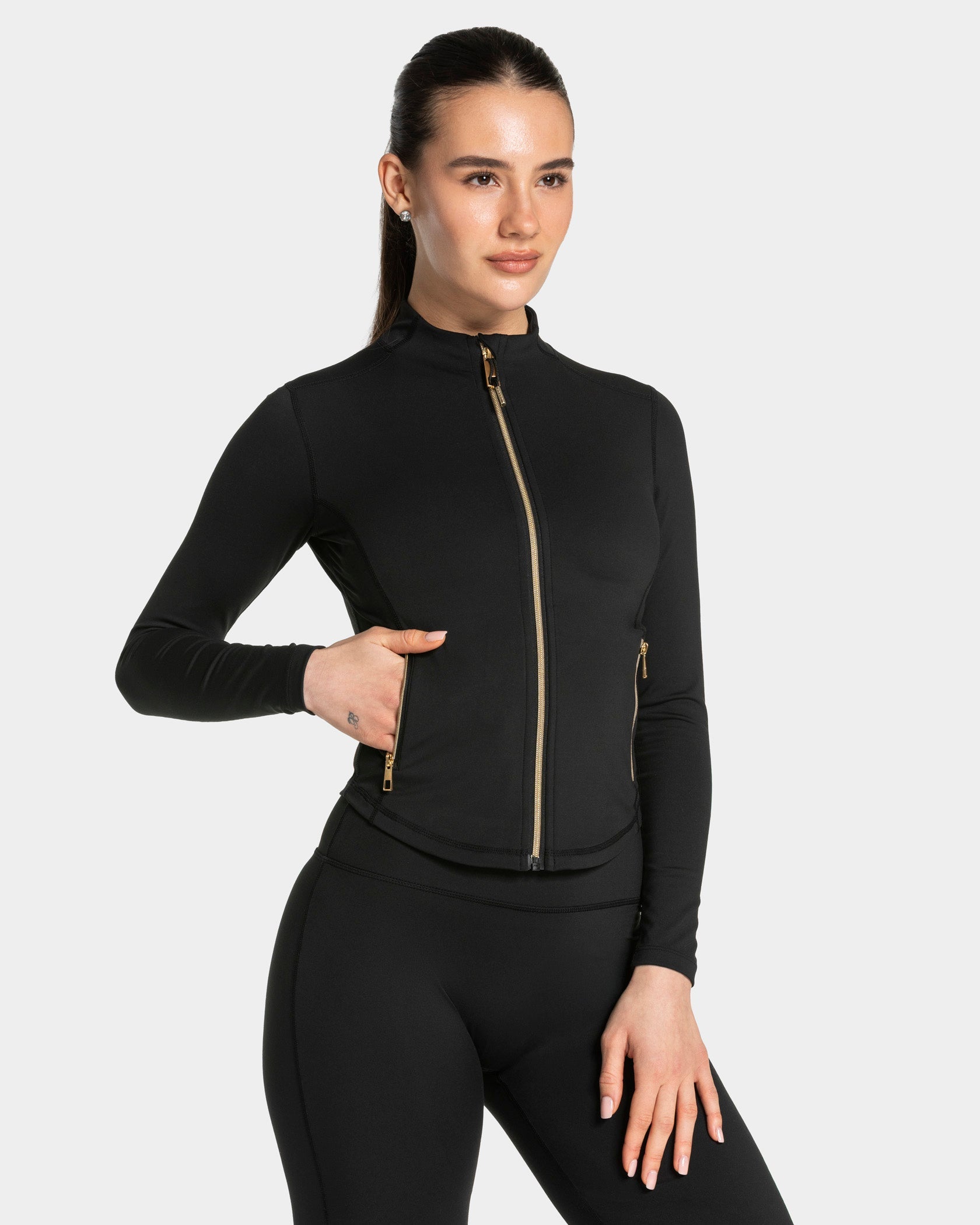 Allrounder Shaping Zip Jacke "Schwarz - Gold"