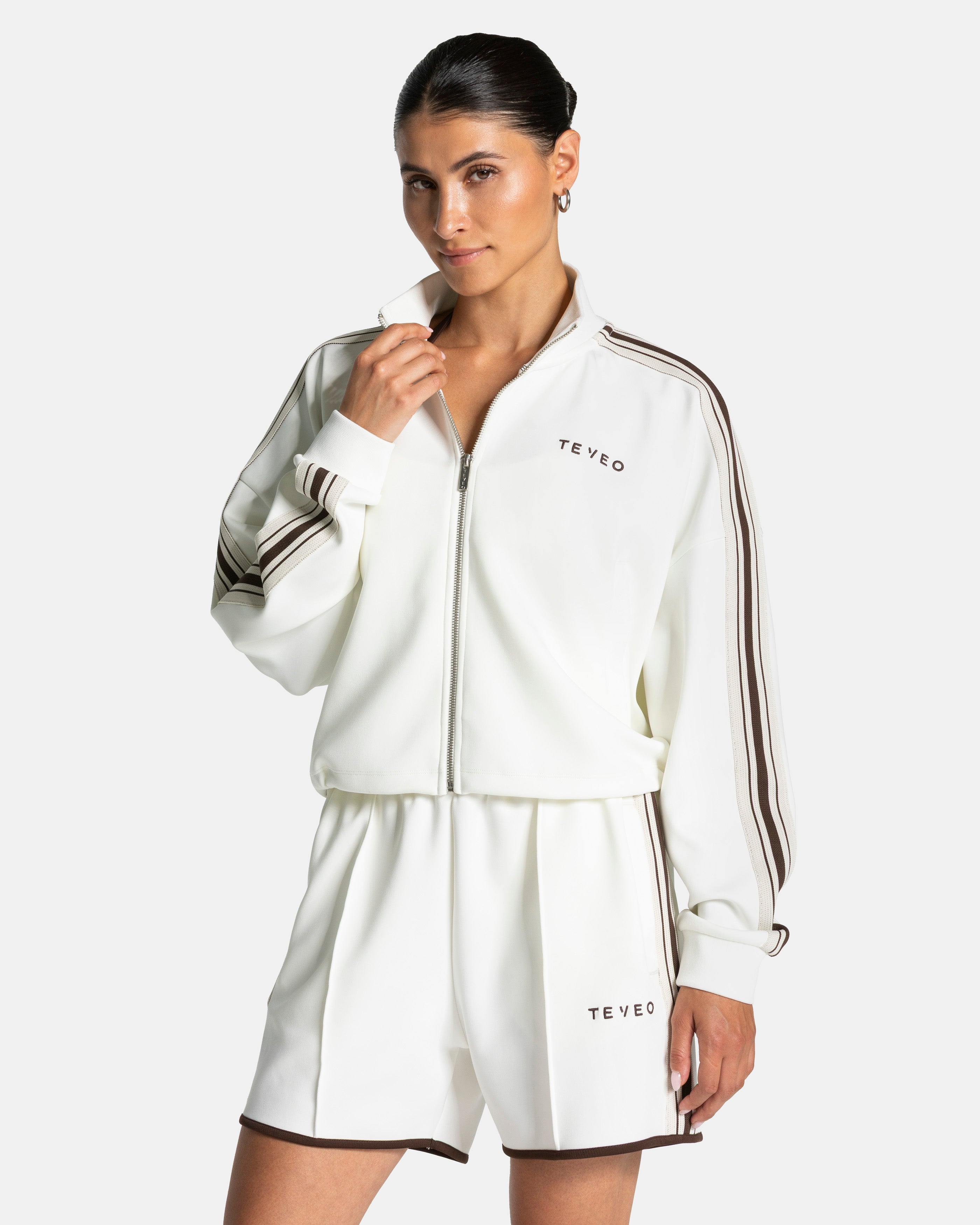 Club Cropped Zip Jacke "Off White"