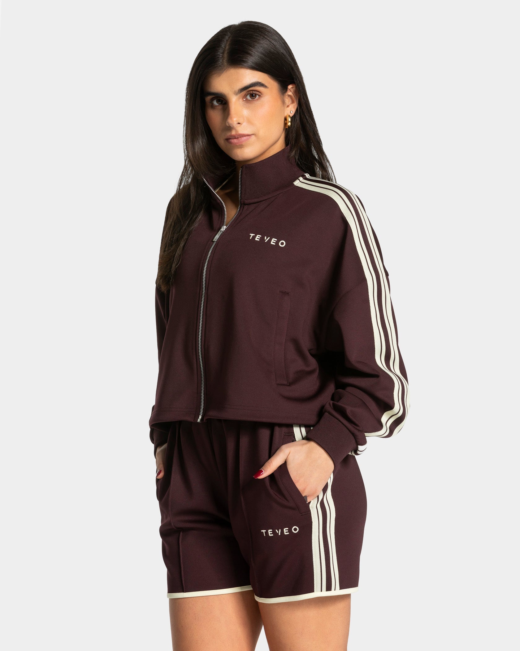 Club Cropped Zip Jacke "Merlot"