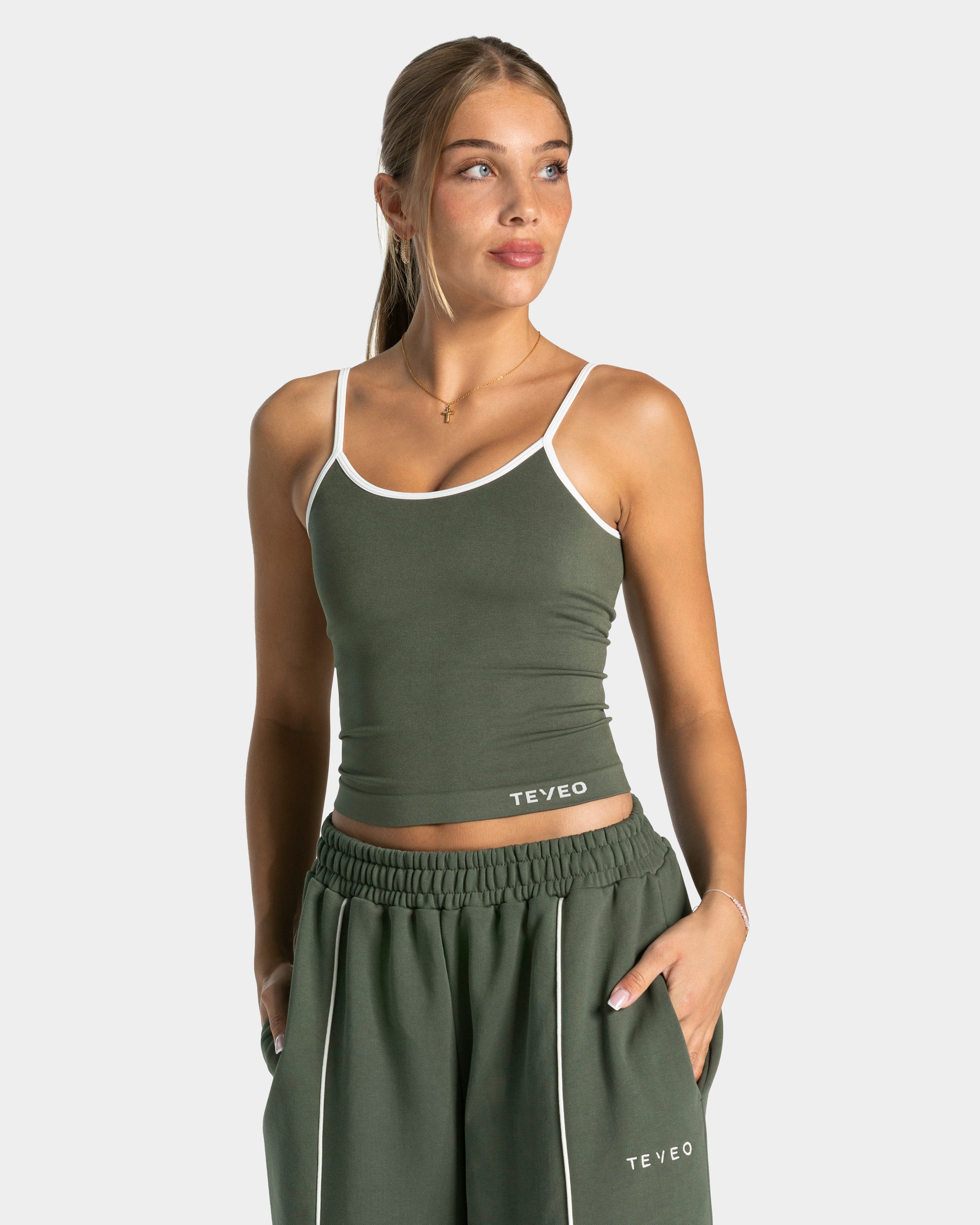 Contrastline Cami Top "Khaki"