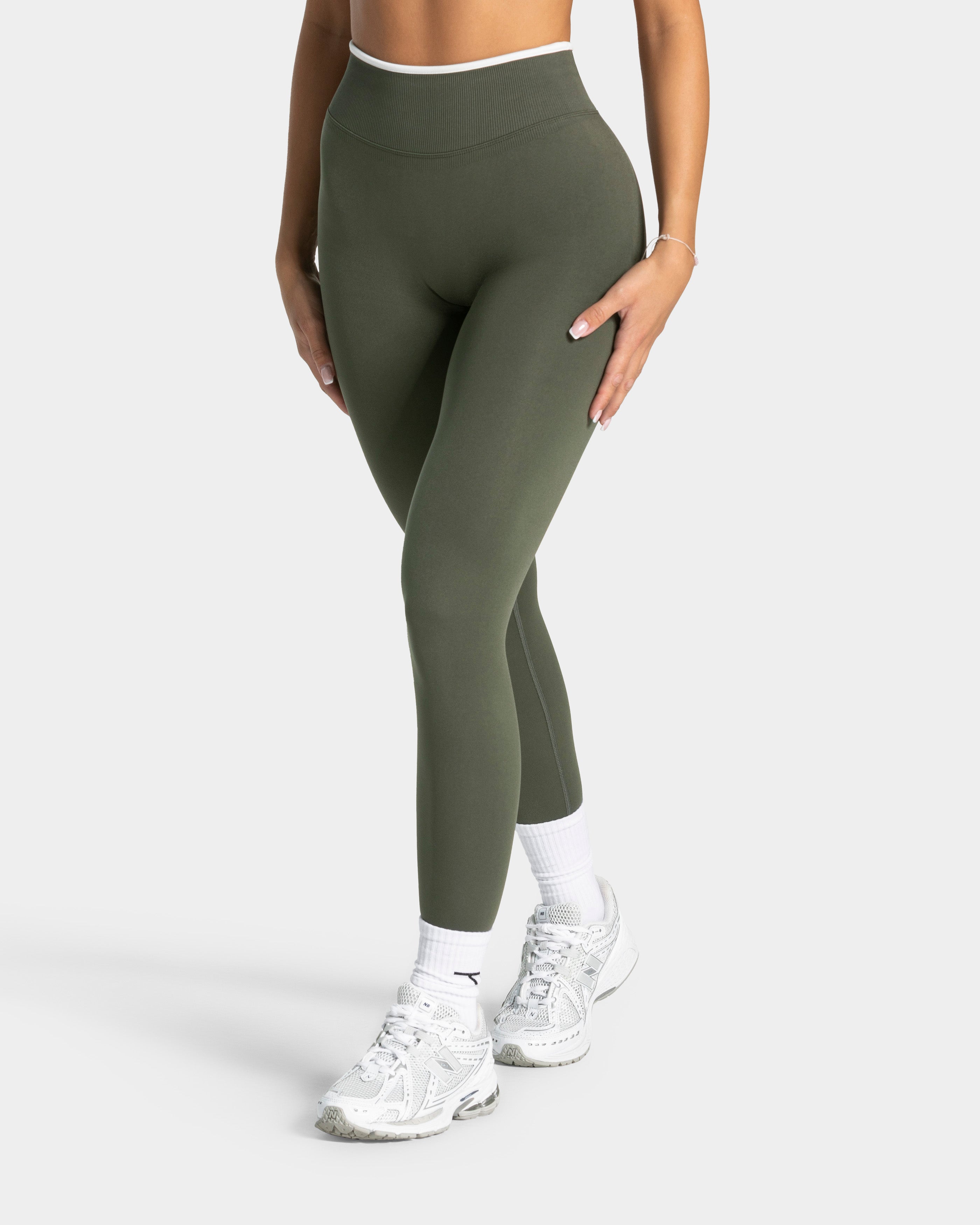 Contrastline Sculpt Scrunch Leggings "Khaki"