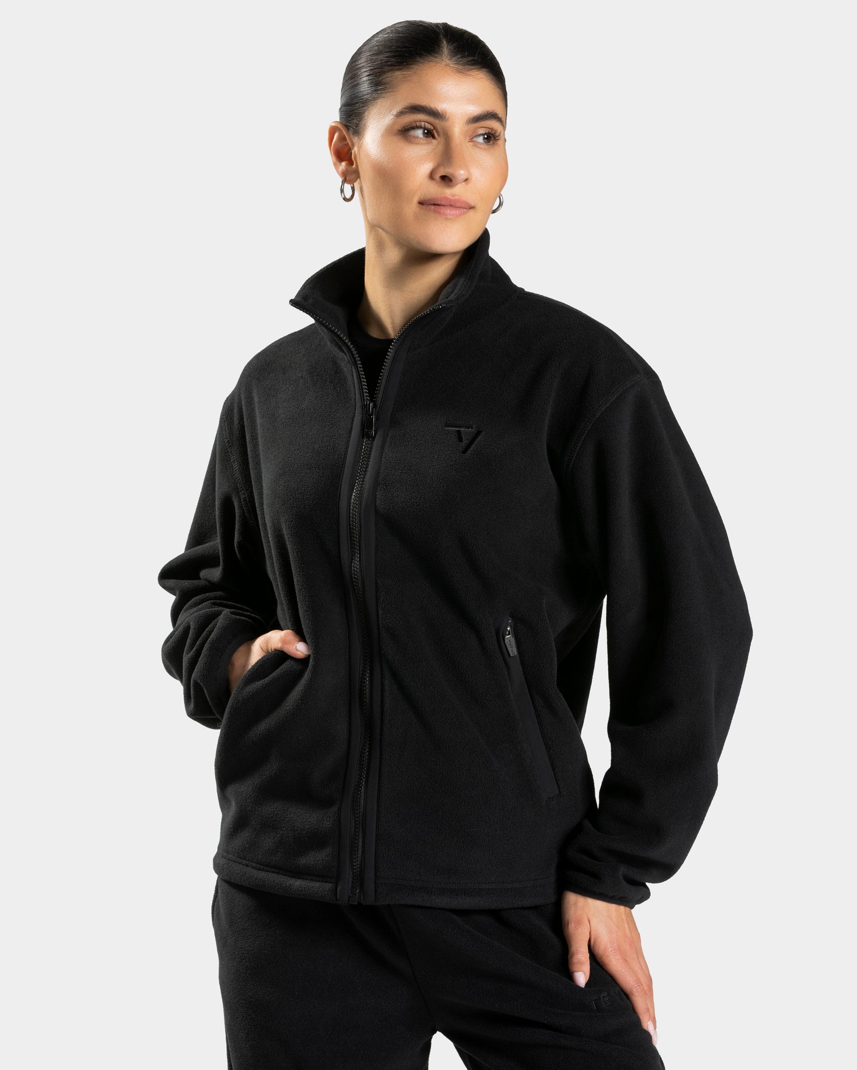 Fleece Zip Jacke "Schwarz"