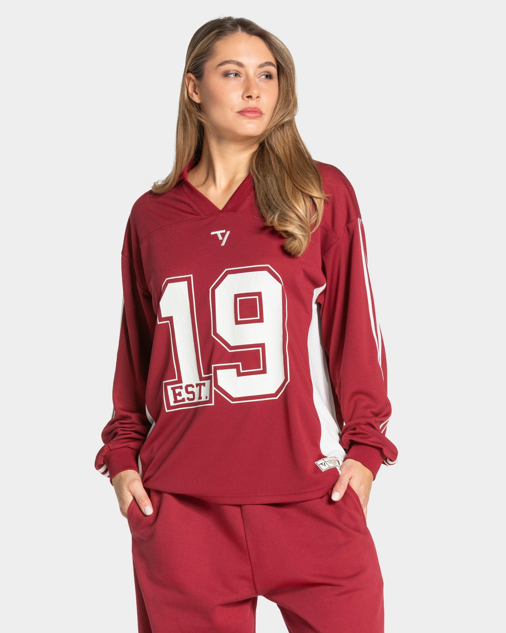 Football Polo Longsleeve "Cranberry"
