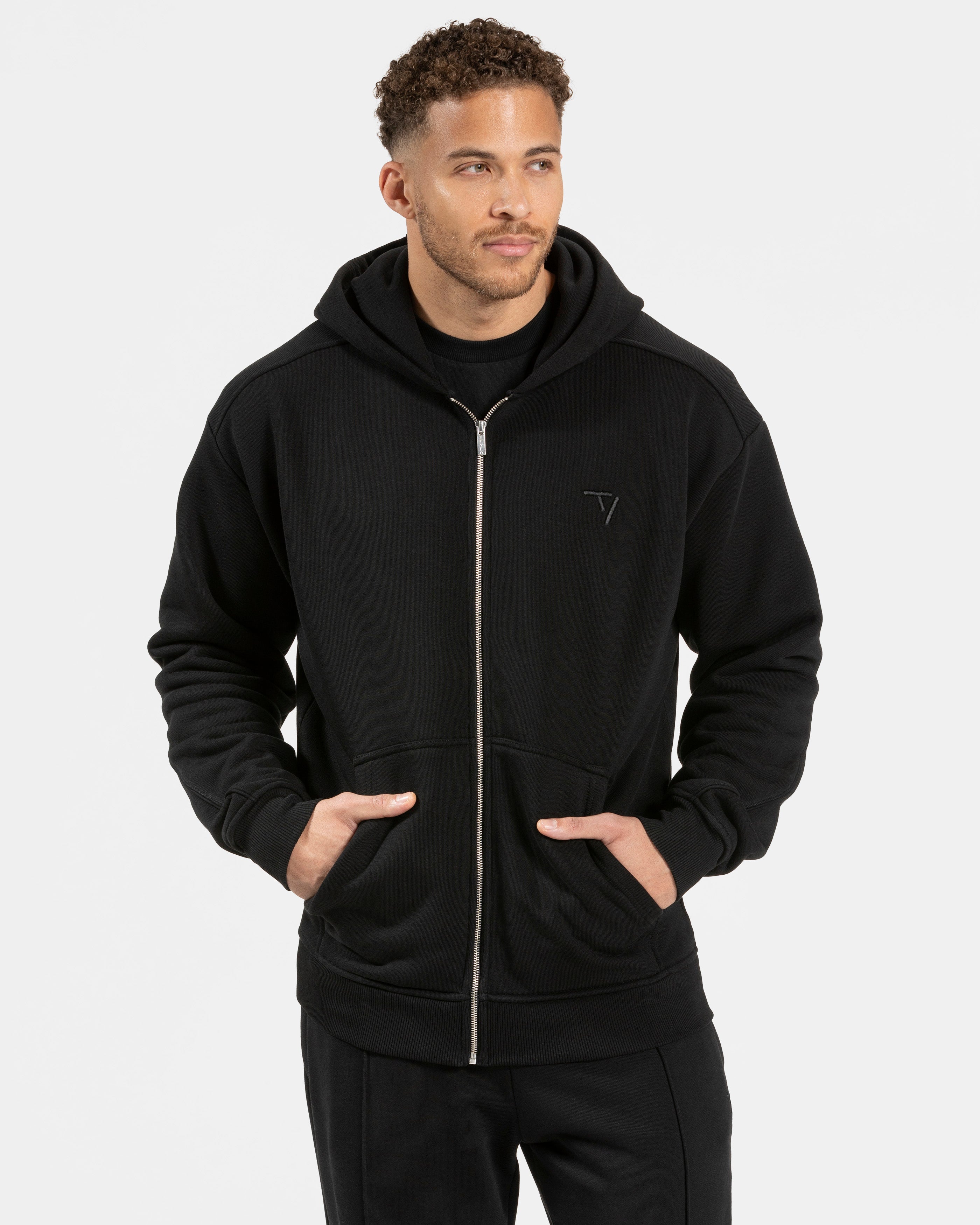 Contrastline Zip Jacke "Schwarz"