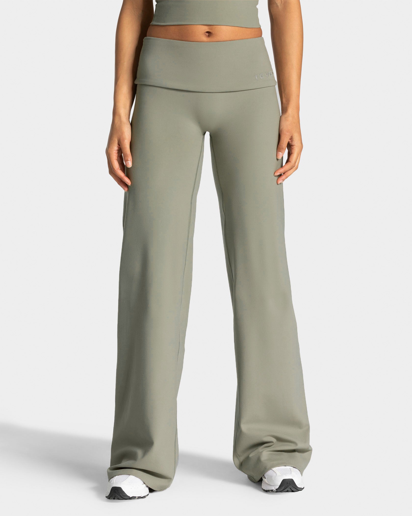 Mellow Fold Over Straight Leg Pants Tall "Khaki"