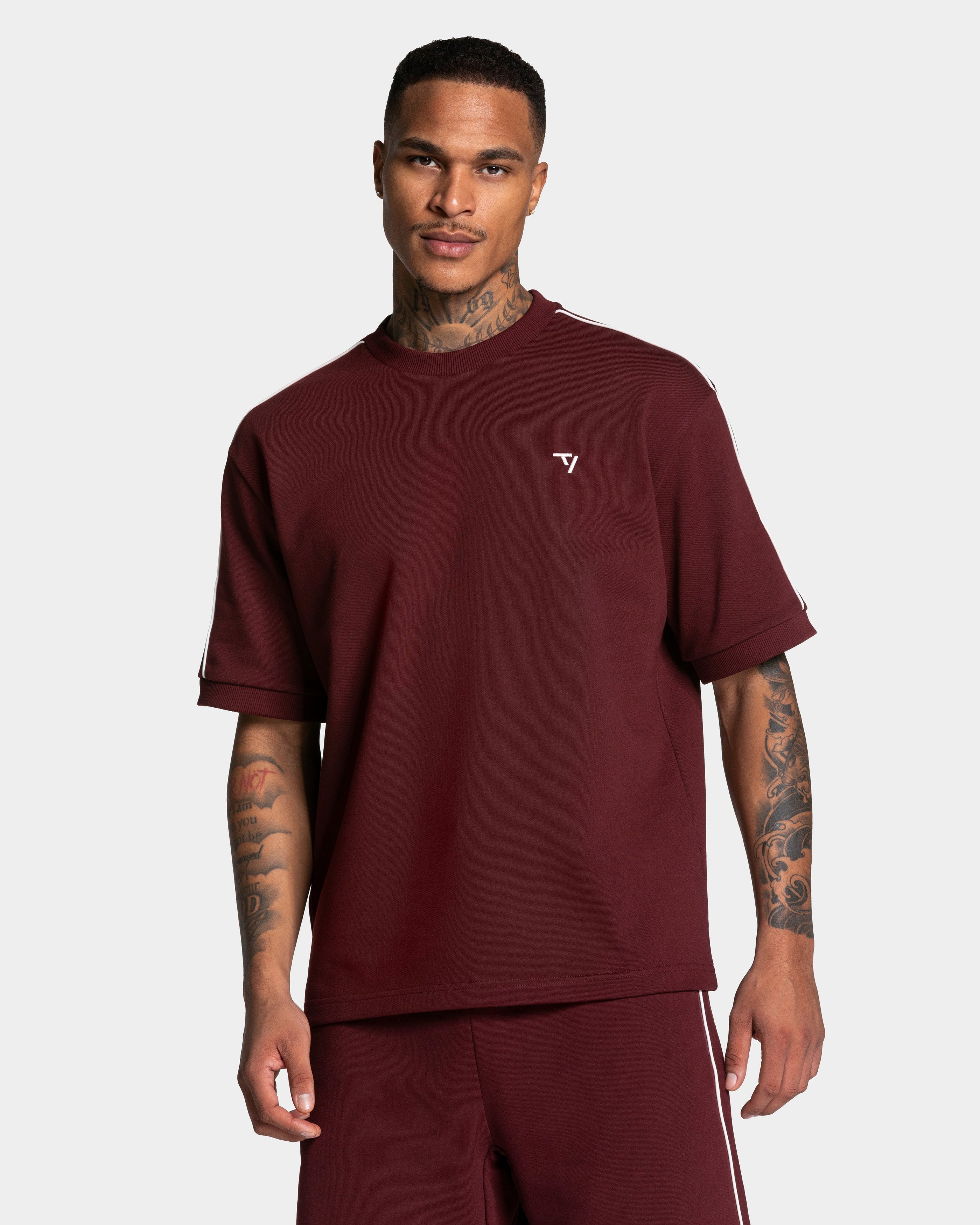 Contrastline Oversized T-Shirt "Weinrot"