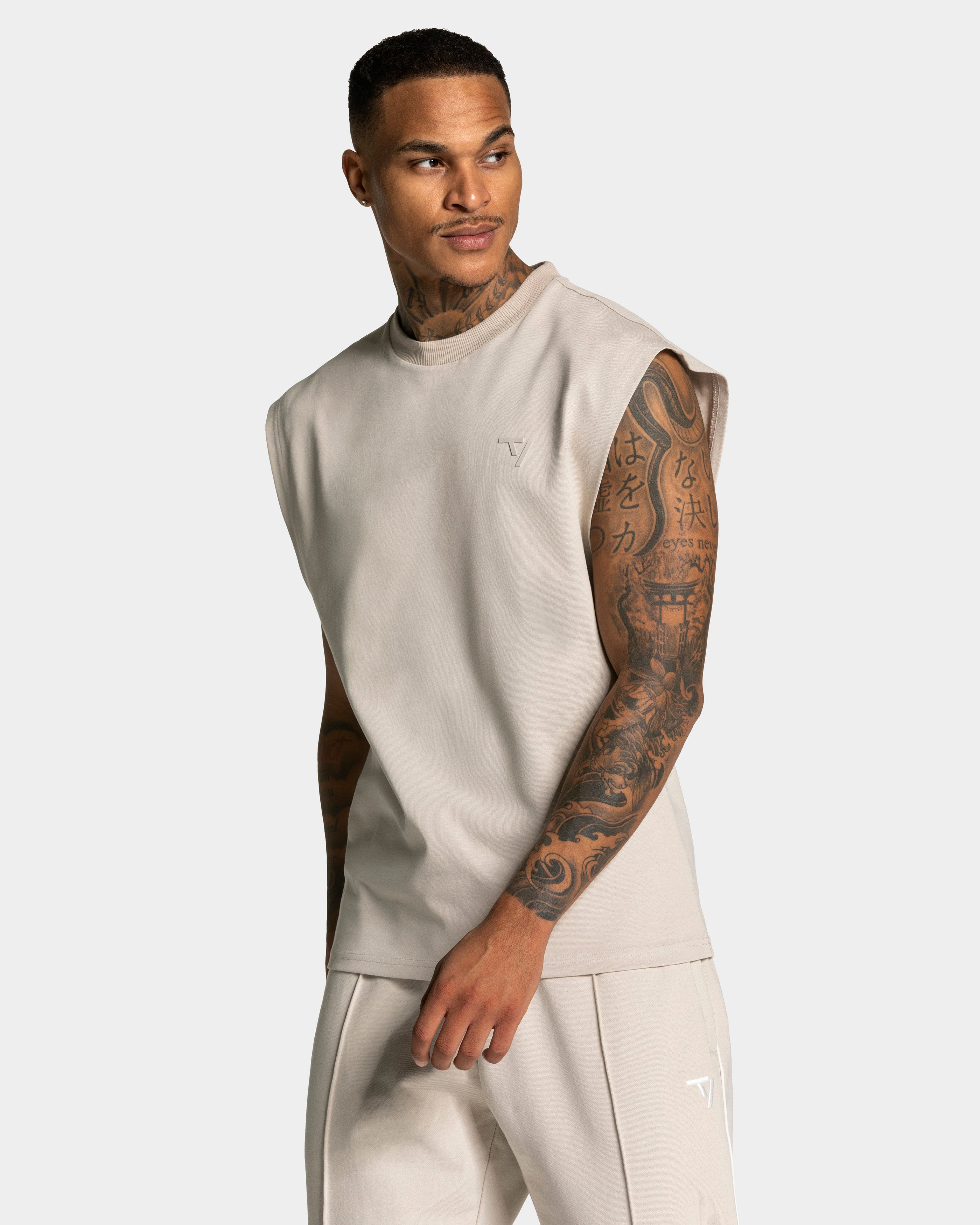 Contrastline Oversized Tank "Cream"