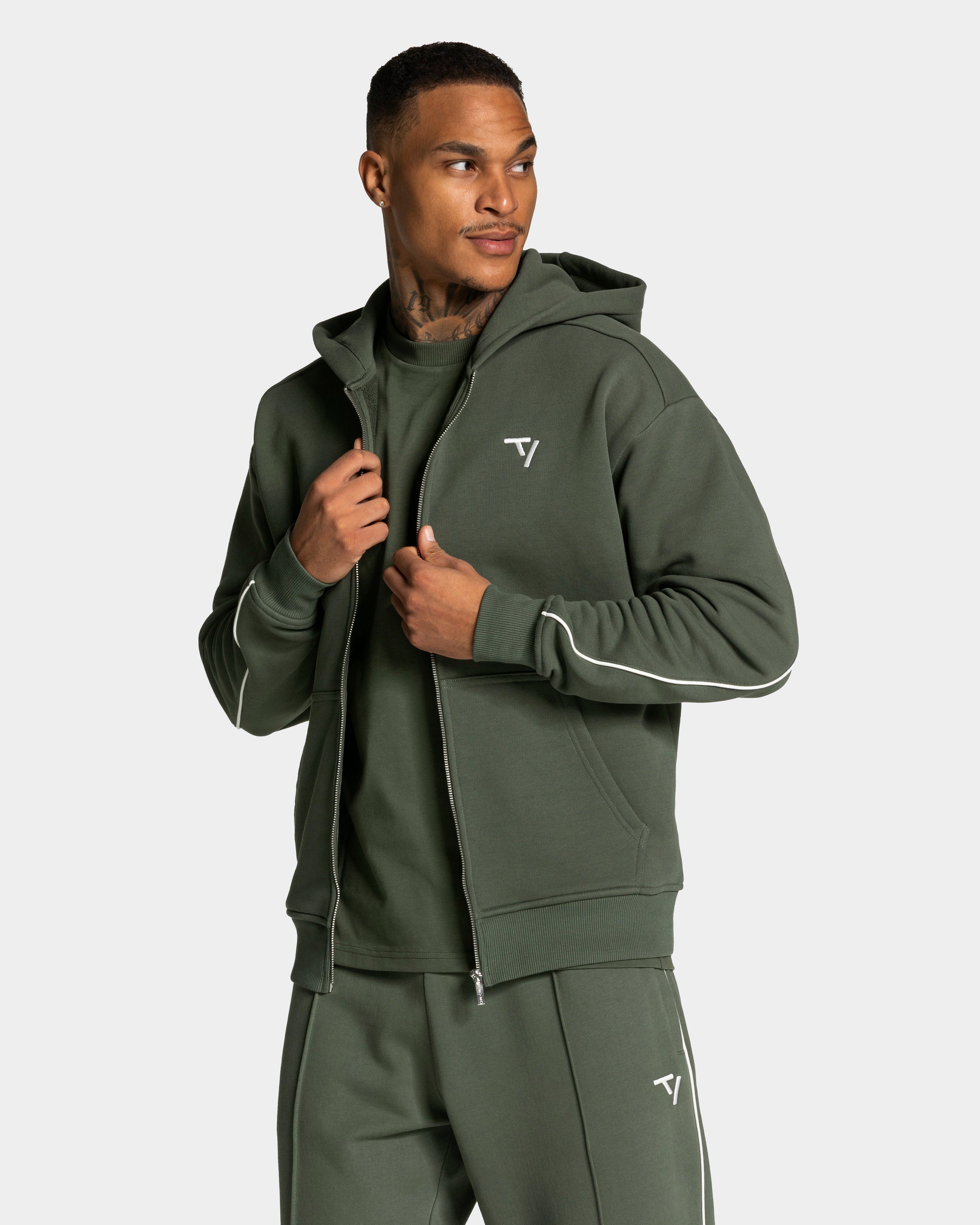 Contrastline Zip Jacke "Khaki"