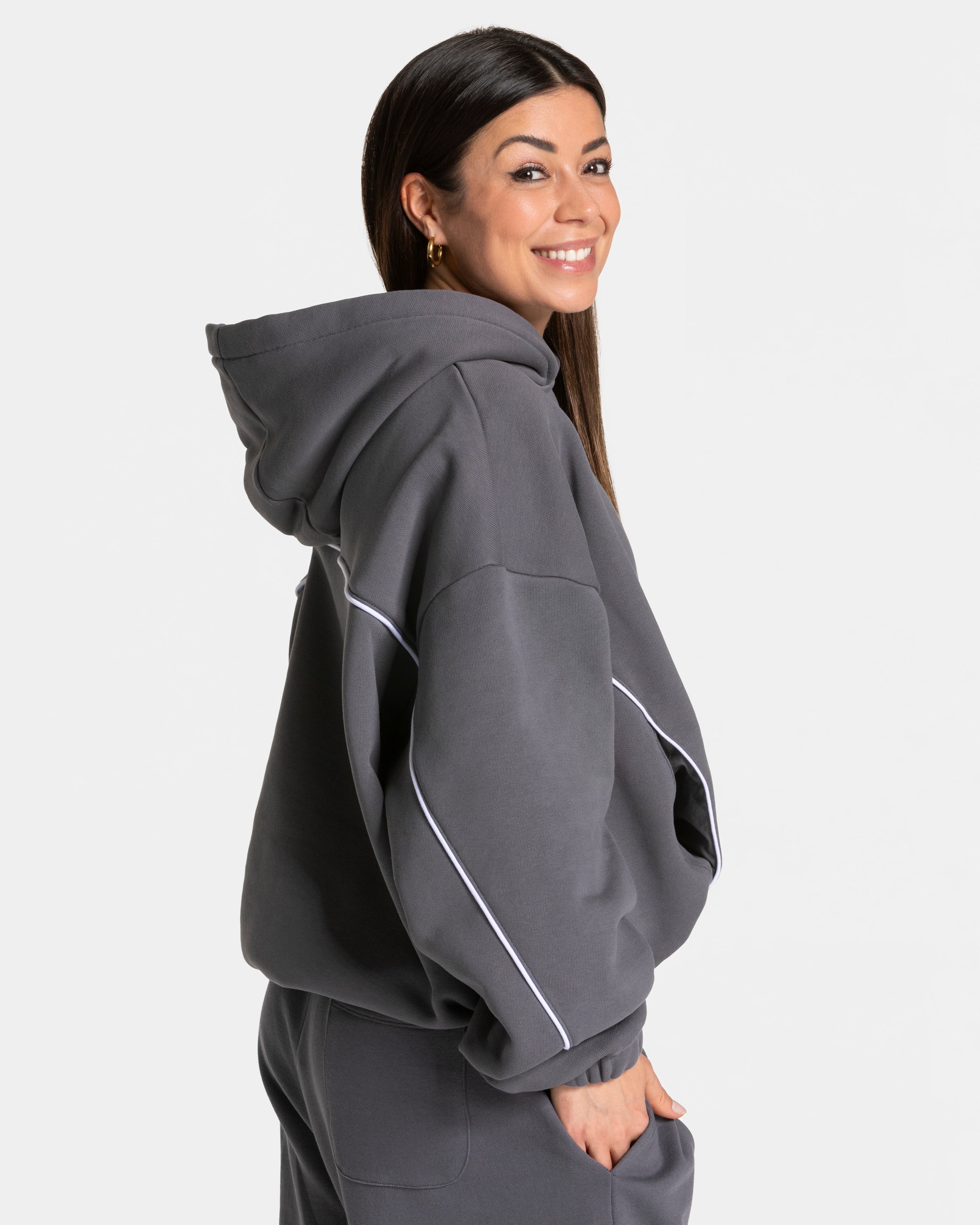 Contrastline Hooded Sweater "Graphit"