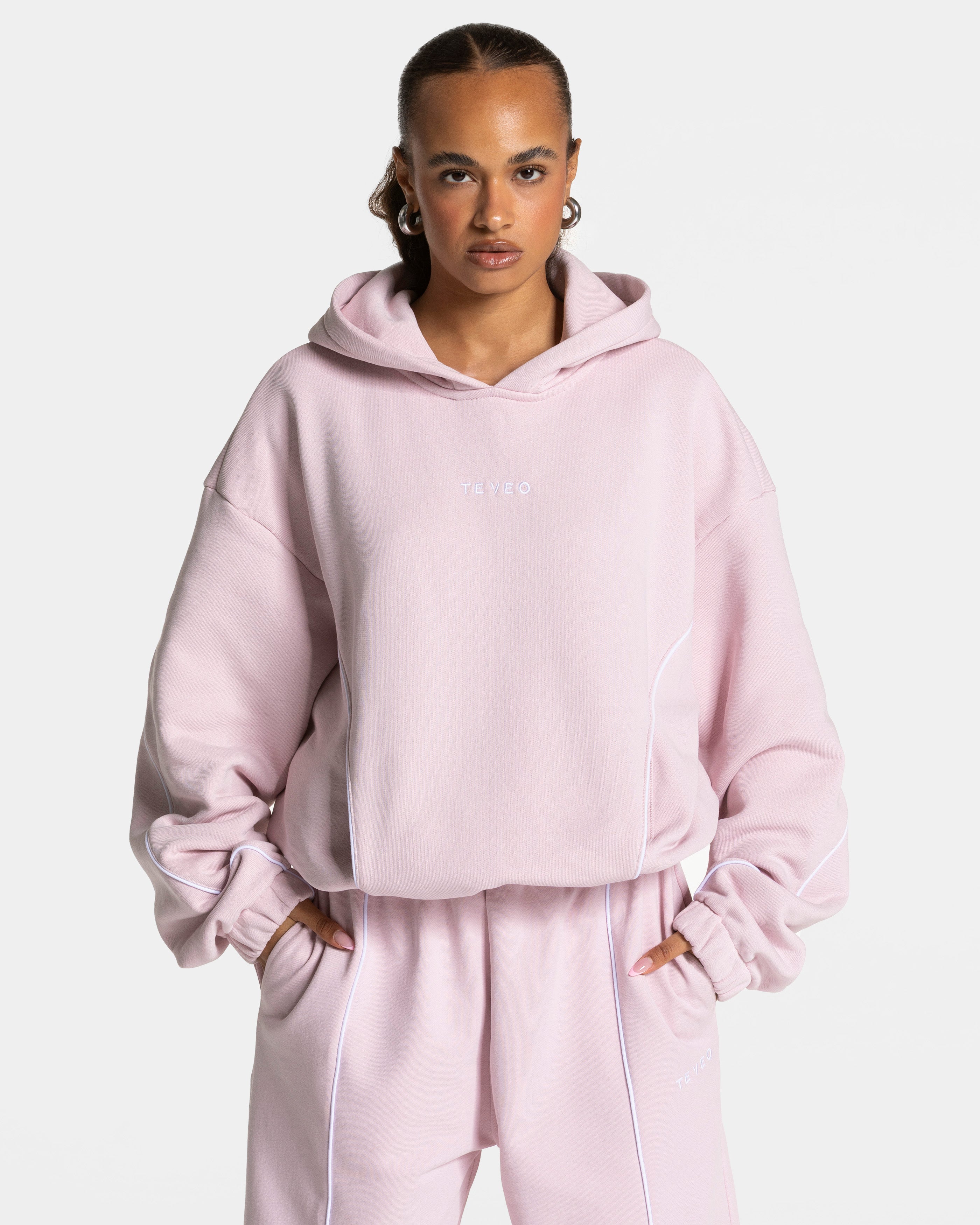 Contrastline Hooded Sweater "Rosa"