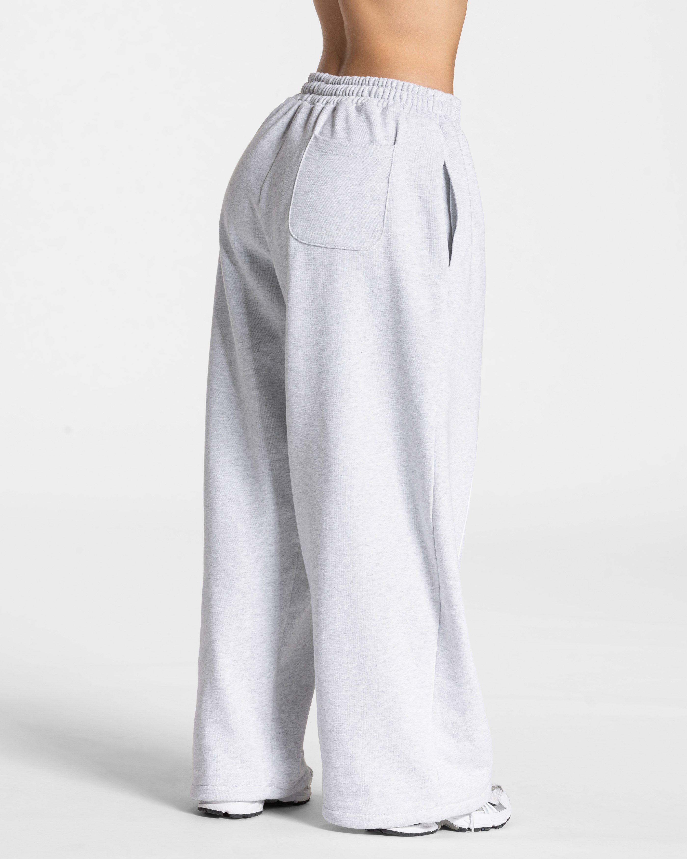 Contrastline Wide Leg Jogger "Weiß Meliert"