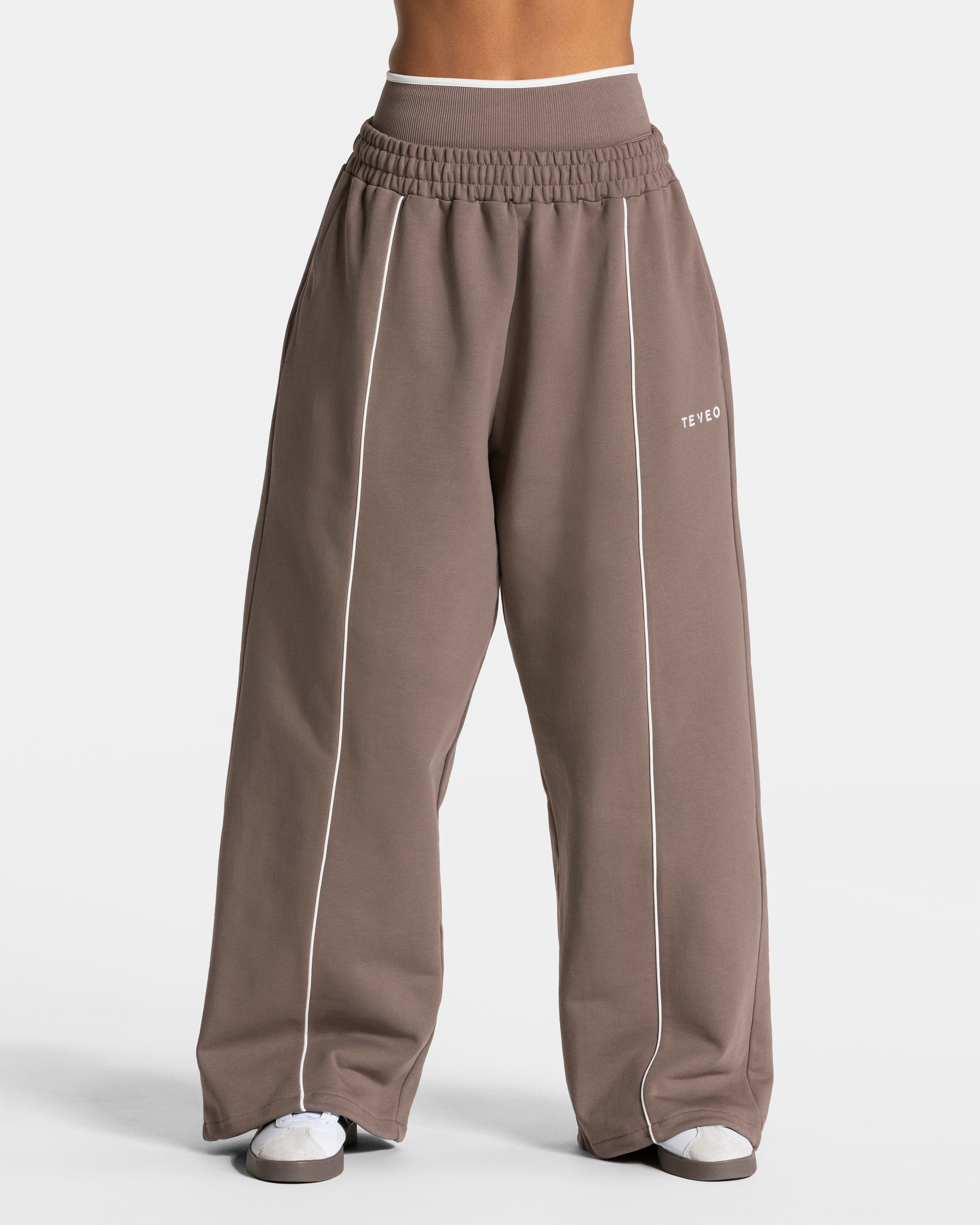Contrastline Wide Leg Jogger "Mokka"