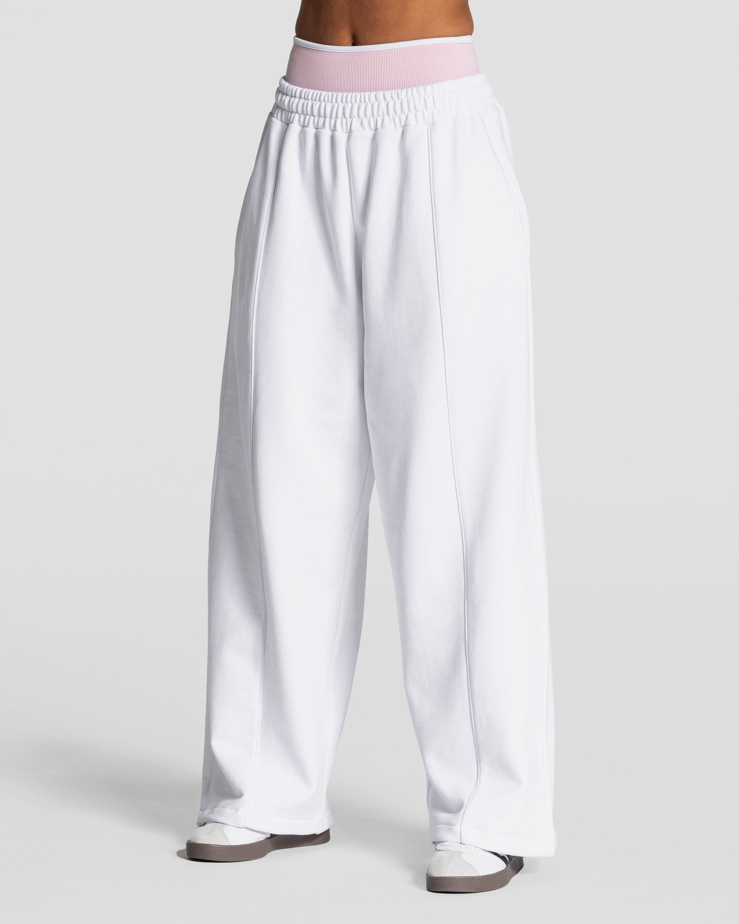 Contrastline Wide Leg Jogger "Weiß"