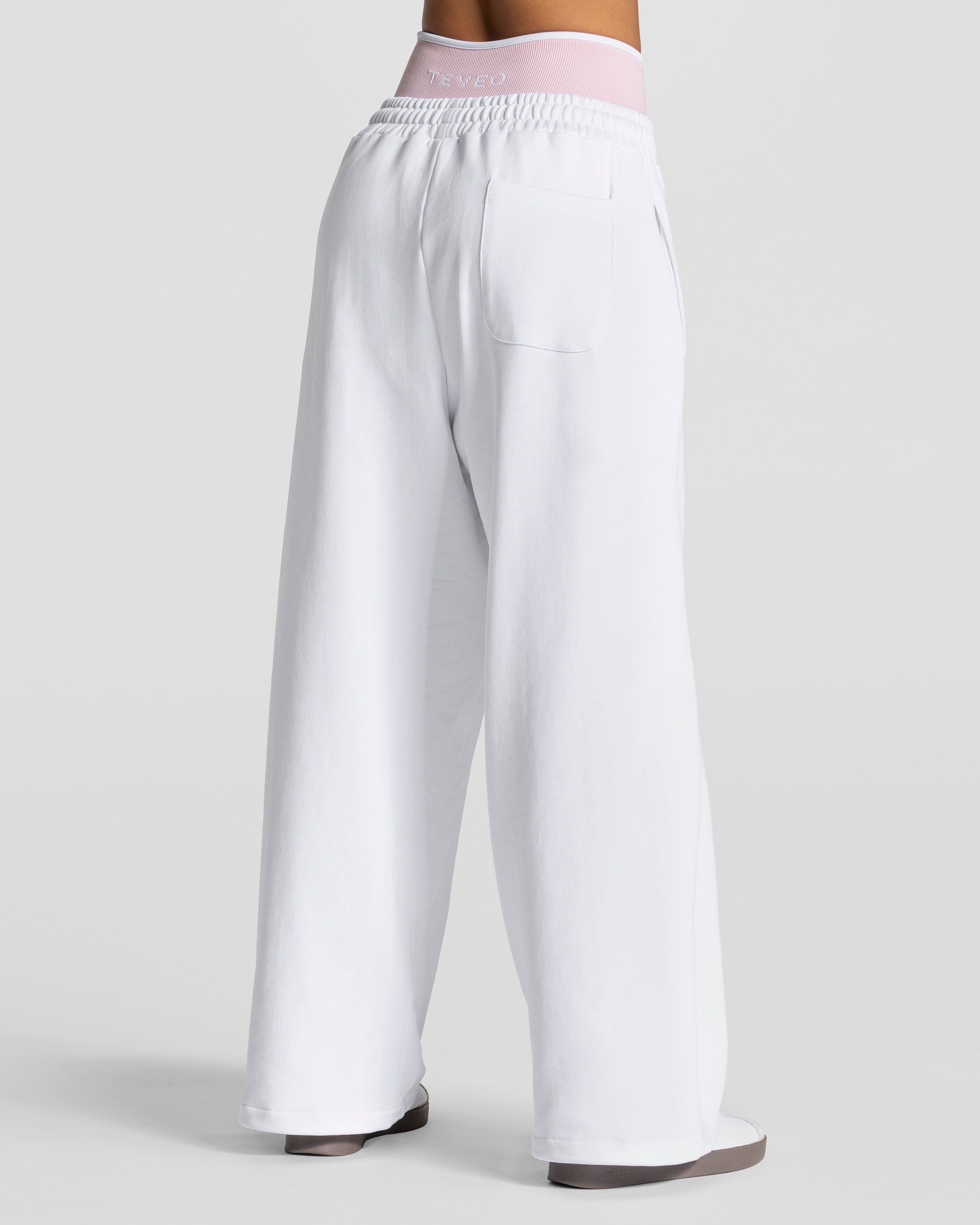 Contrastline Wide Leg Jogger "Weiß"