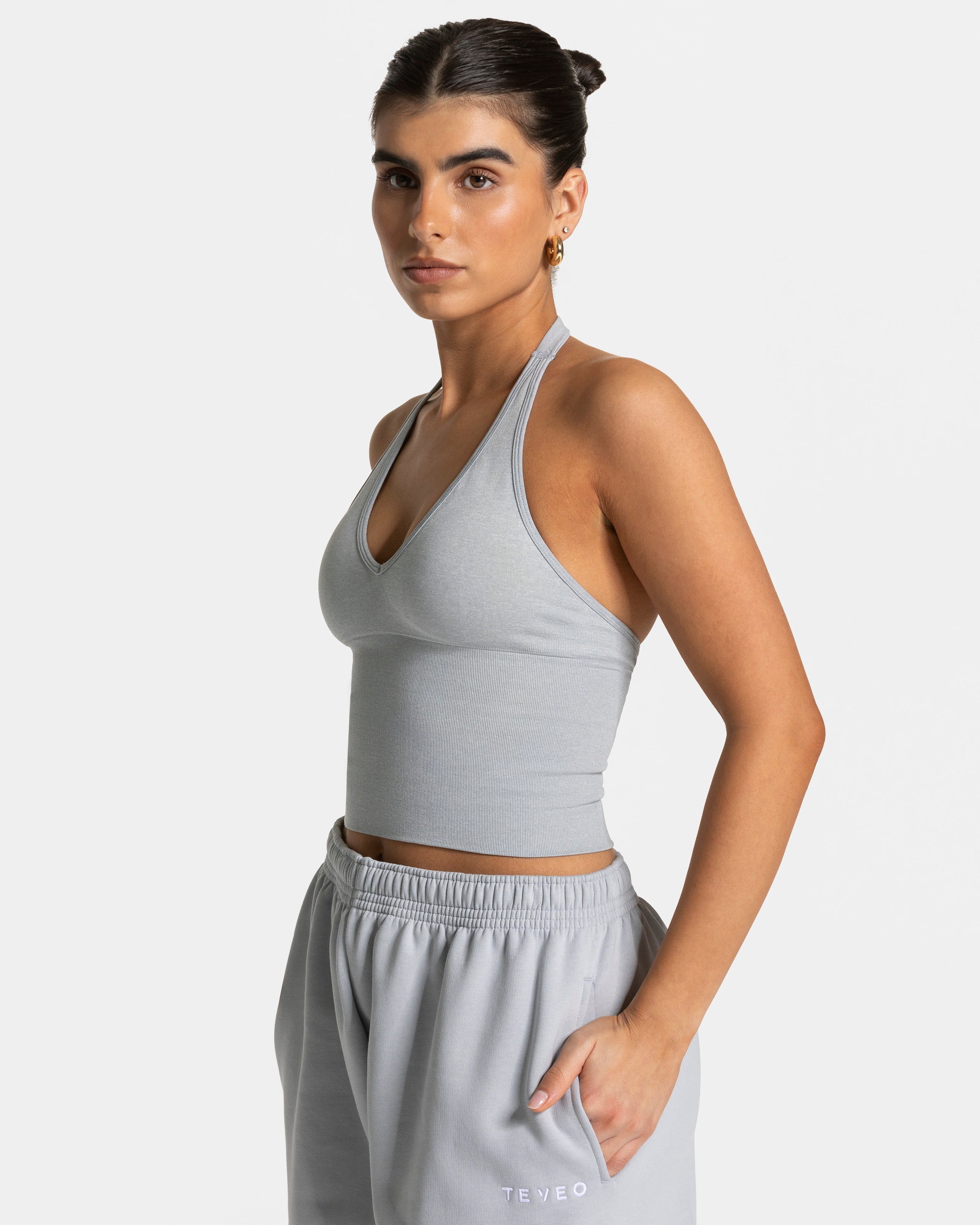 Timeless Pro Neckholder Top  "Hellgrau"