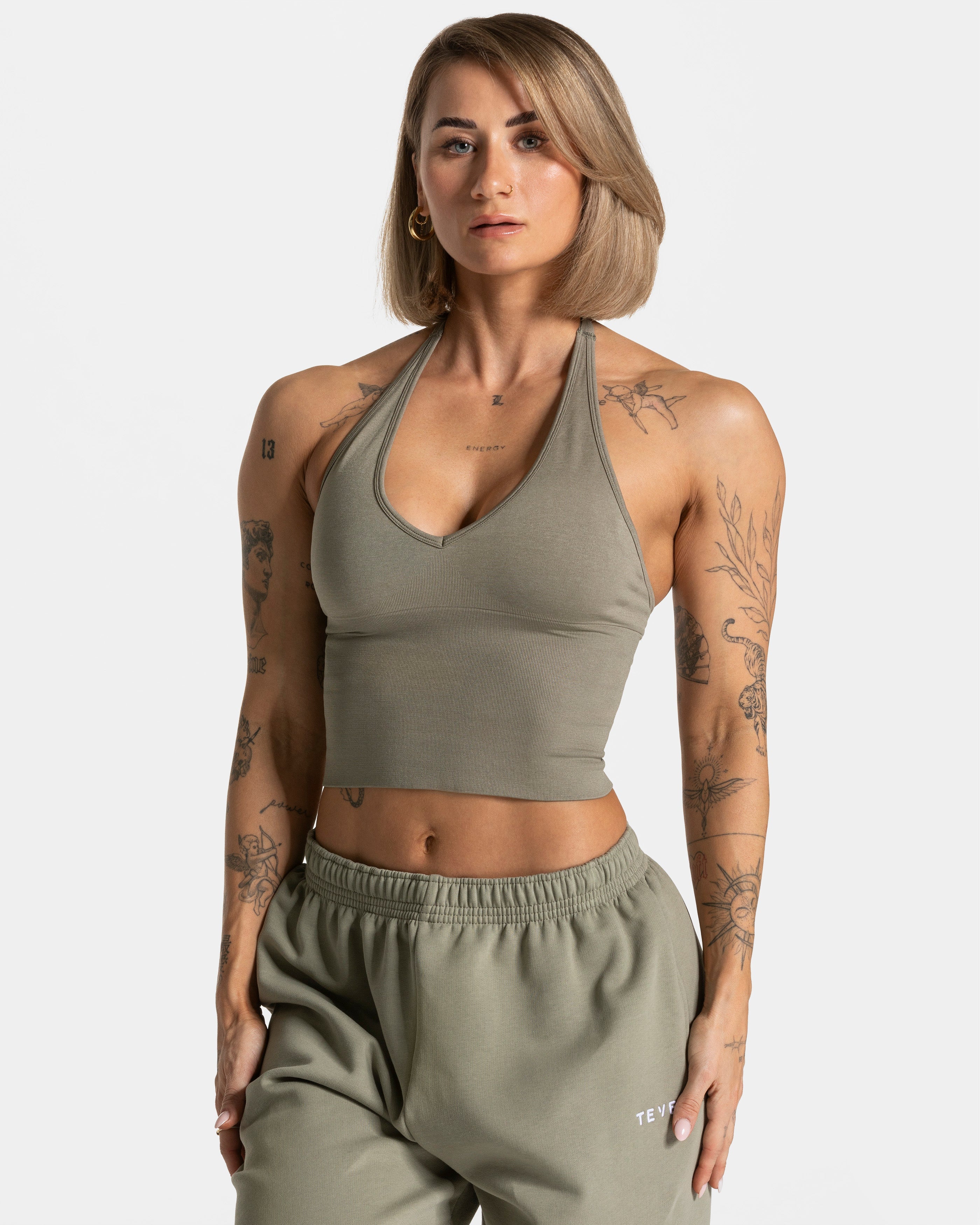 Timeless Pro Neckholder Top  "Khaki"