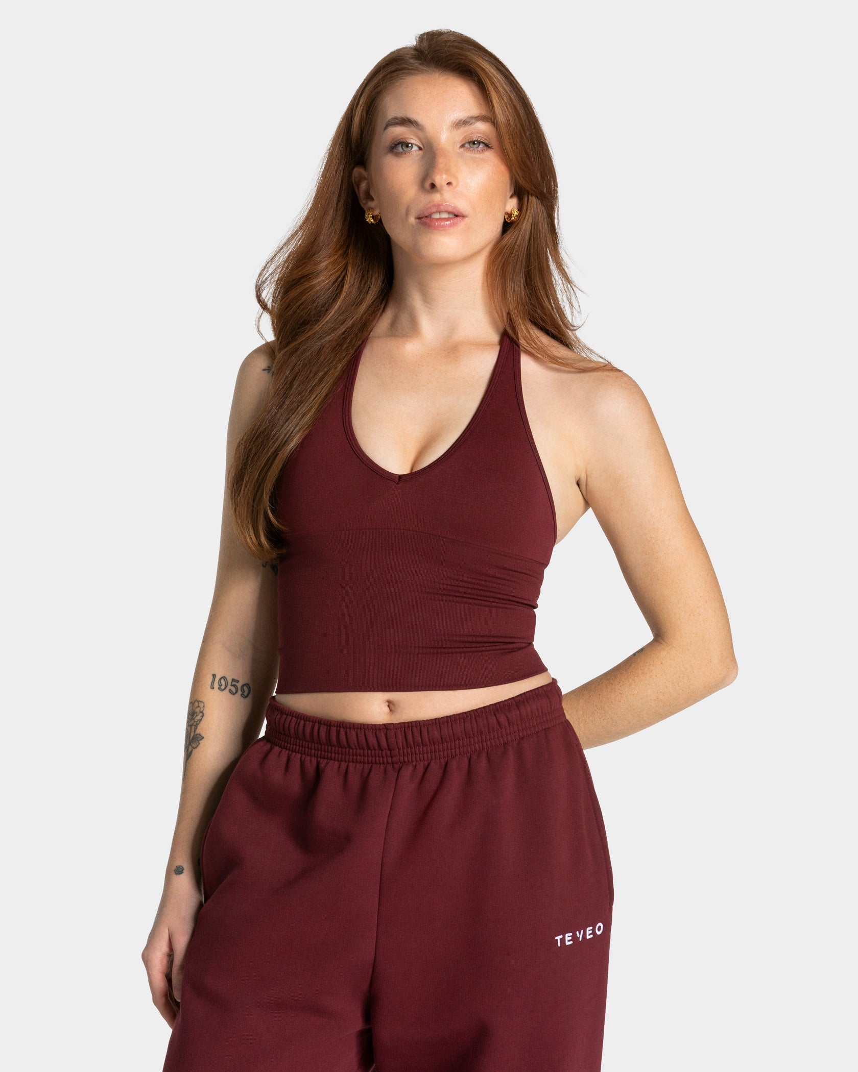 Timeless Pro Neckholder Top "Weinrot"