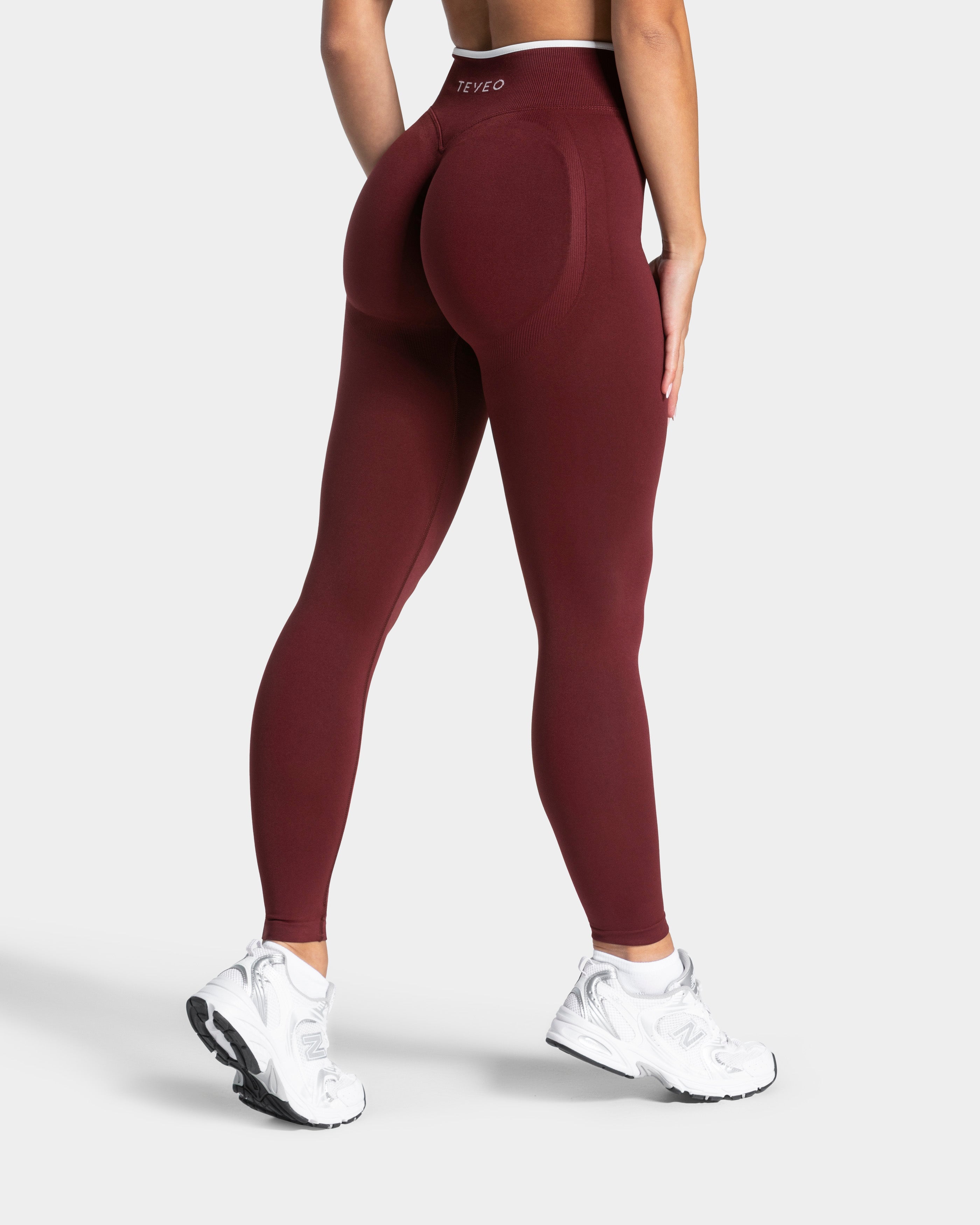 Contrastline Sculpt Scrunch Leggings "Weinrot"