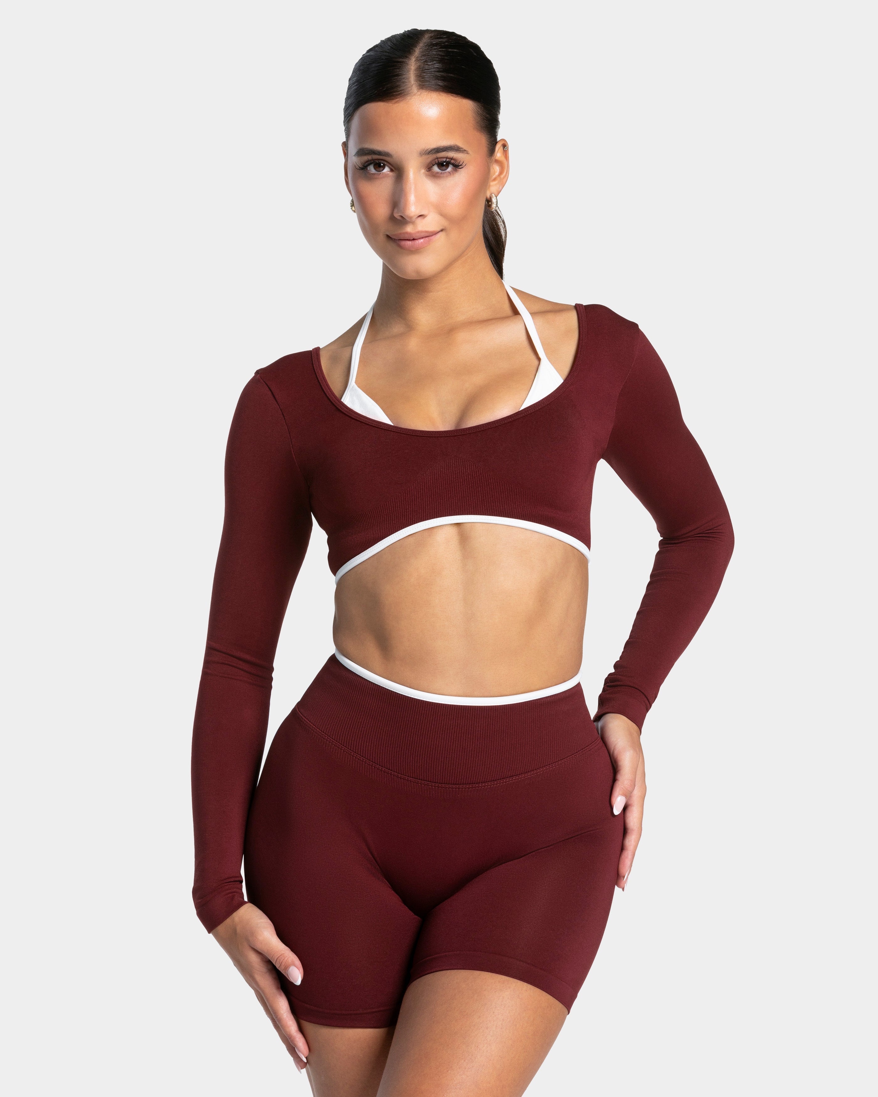 Contrastline Longsleeve "Weinrot"