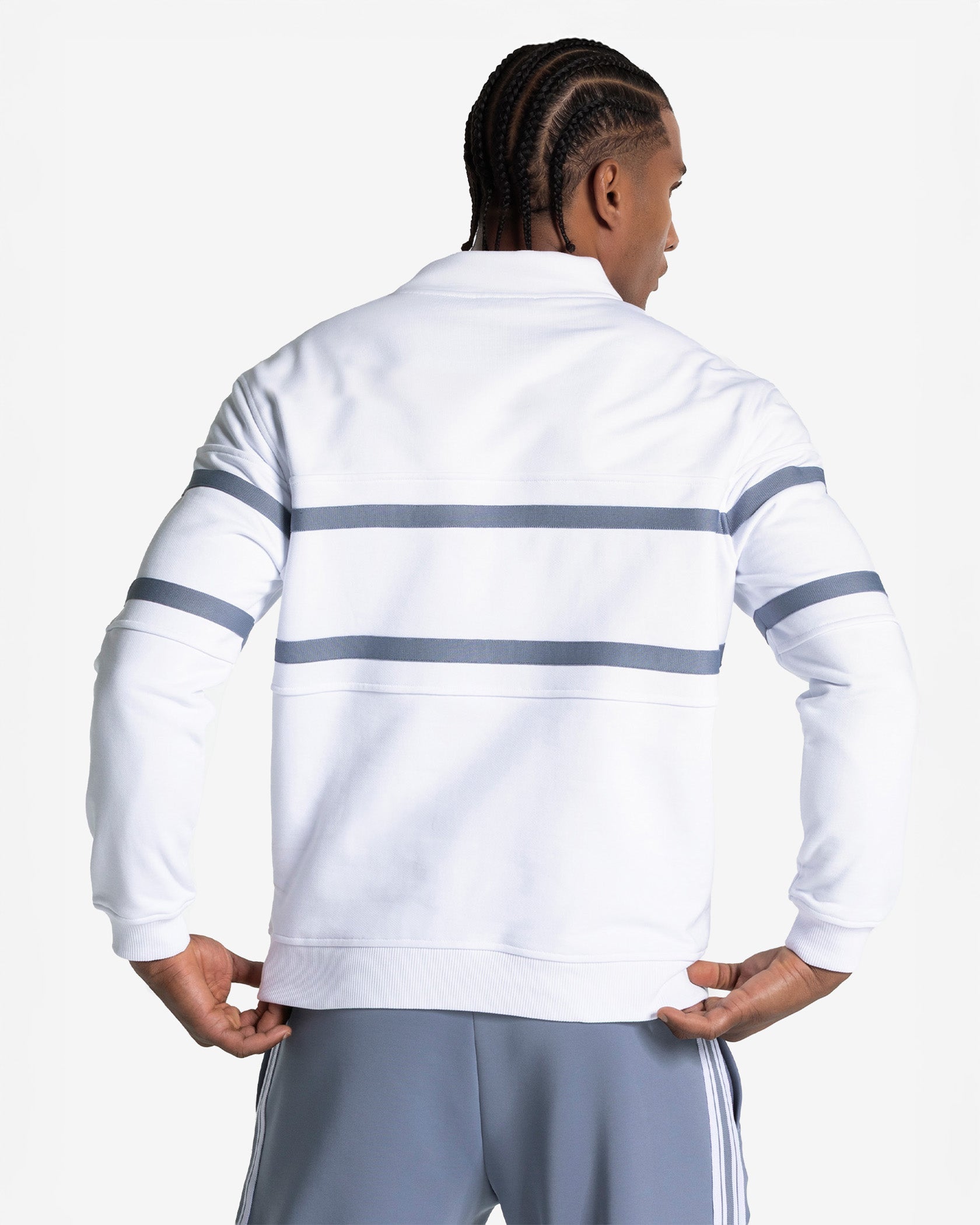 Club Half Zip Sweater "Weiß - Stahlblau"